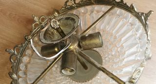 Lámpara Techo Antigua Cristales Metal Dorado