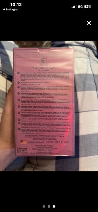 Perfume Valentine Milano para mujer