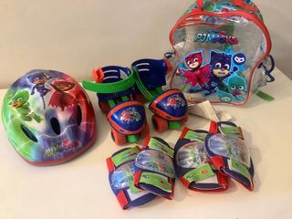 Casco y Patines PJ Masks para Niños