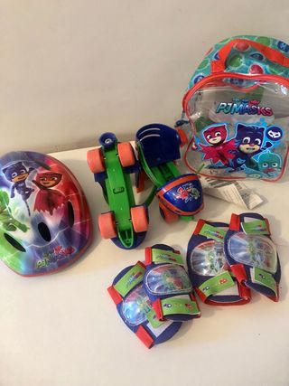 Casco y Patines PJ Masks para Niños