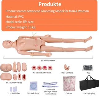 Muñeco prácticas enfermería + Accesorios