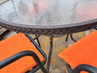 Mesa y 4 Sillas Terraza Cristal