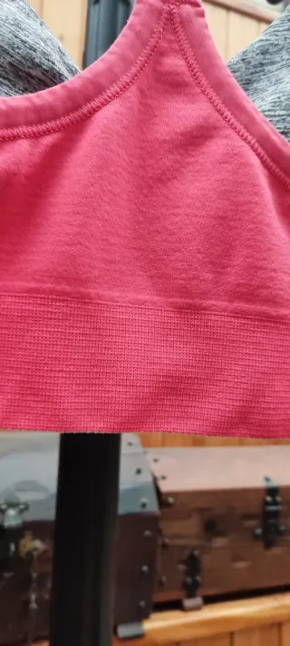 Sujetador deportivo mujer rosa y gris