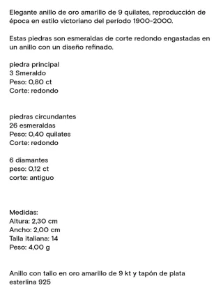 Anillo Oro y Plata Diamantes y Esmeraldas