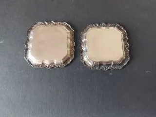 2 PLATITOS CUADRADOS ANTIGUOS PLATA