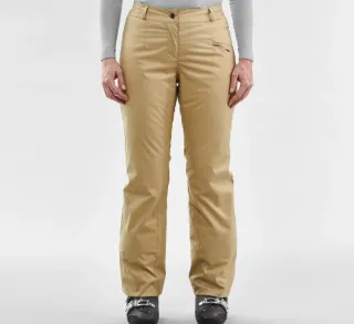 Pantalón de esquí Wedze mujer beige impermeable
