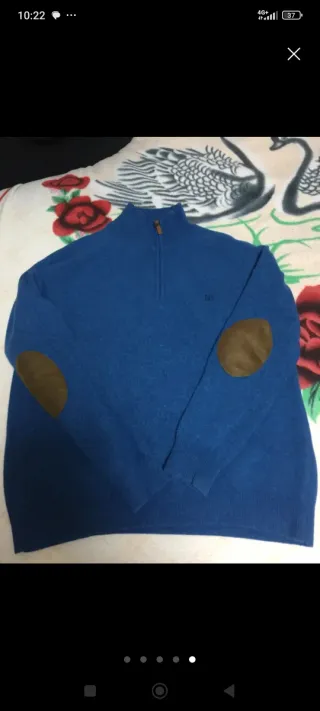 Jersey Hombre Azul Talla M Cuello Cremallera