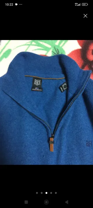 Jersey Hombre Azul Talla M Cuello Cremallera