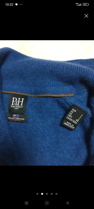 Jersey Hombre Azul Talla M Cuello Cremallera