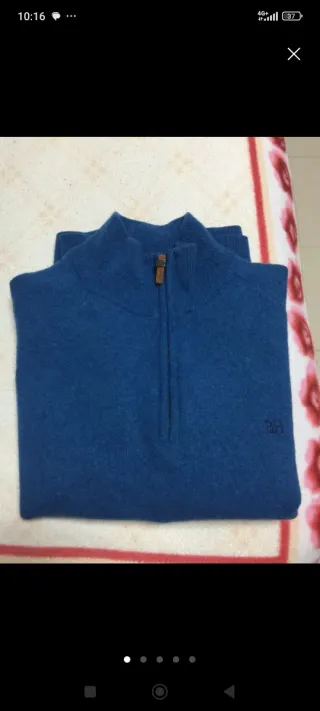 Jersey Hombre Azul Talla M Cuello Cremallera