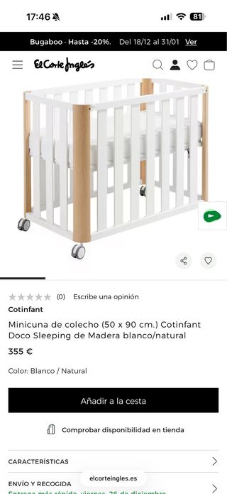 Minicuna colecho 50x90 cm Cotinfant Doco