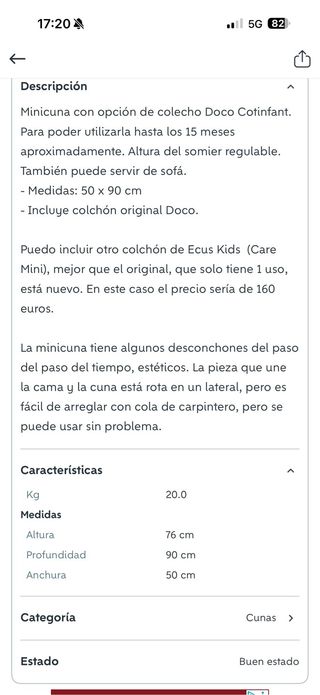 Minicuna colecho 50x90 cm Cotinfant Doco