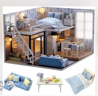 CuteBee DIY Dollhouse Kit Blue Times Masonite Type