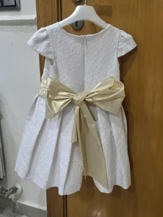 Vestido de fiesta niña blanco y dorado