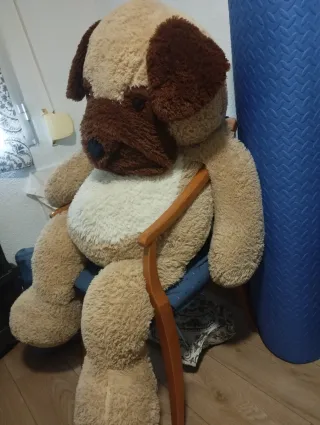 Peluche perro grande marrón y beige