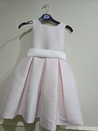 Vestido de ceremonia rosa y blanco