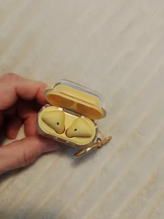 Airpods y Funda trasparente con flor seca