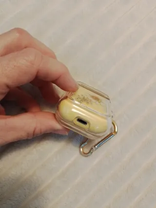 Airpods y Funda trasparente con flor seca