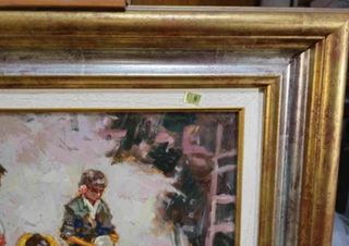 ARNAU CUADRO OLEO CAMPESINOS CON CANTAROS