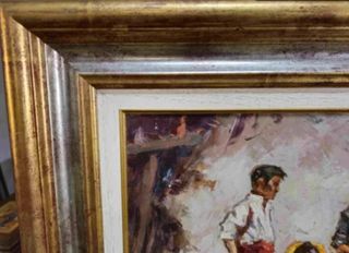 ARNAU CUADRO OLEO CAMPESINOS CON CANTAROS