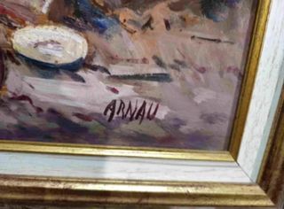 ARNAU CUADRO OLEO CAMPESINOS CON CANTAROS