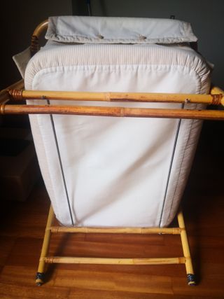 Moises / Cuna Vintage Mimbre y Tela 80s