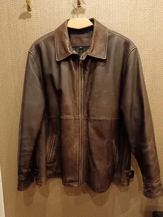 Chaquetón de piel marrón caballero