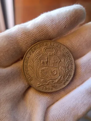 Moneda plata Perú 1 sol 1934 muy alto grado