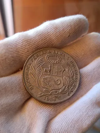 Moneda plata Perú 1 sol 1934 muy alto grado