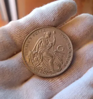 Moneda plata Perú 1 sol 1934 muy alto grado