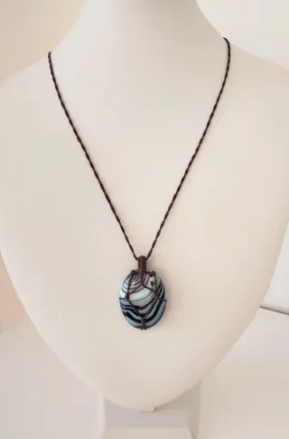 Collana macramè Agata nera striata