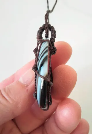 Collana macramè Agata nera striata