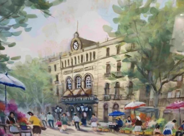 JOAN ESCAYOLA BLANCH ACUARELA RAMBLAS EL LICEO