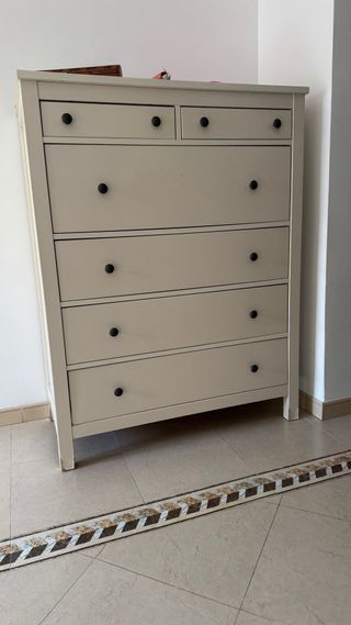 Mueble comoda cajonera de 6 cajones color beige