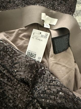 Pantalón recto lentejuelas gris