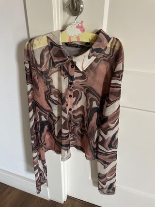 Camisa Stradivarius Talla L Estampado Marrón