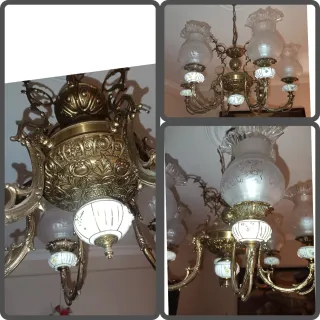 Lámpara de techo con detalles cerámica. Antigua.