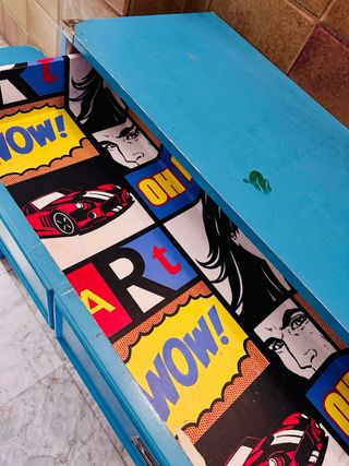 Cajonera Militar y Mesita Noche Azul