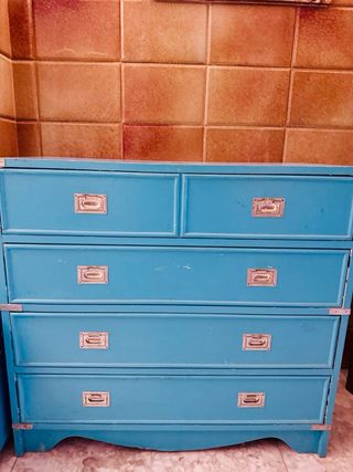 Cajonera Militar y Mesita Noche Azul