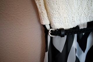 Vestido largo blanco y negro