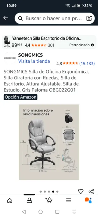 Silla de oficina/gaming piel negra