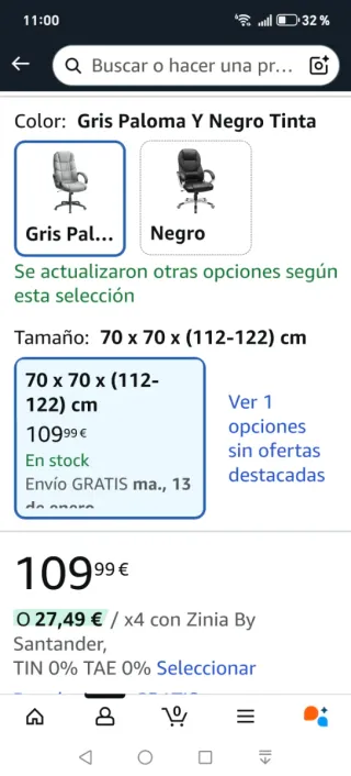 Silla de oficina/gaming piel negra