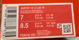 Botas Futbol Nike Vapor 16 Club TF Negras