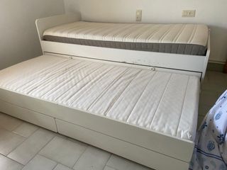 Cama nido 90x200 blanca con colchones