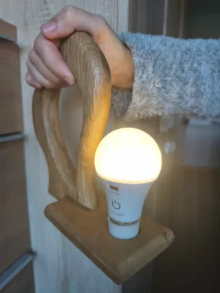 Lámpara de roble y plástico