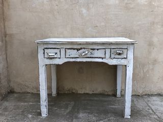 Mesa Auxiliar Antigua Madera Blanca