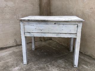 Mesa Auxiliar Antigua Madera Blanca