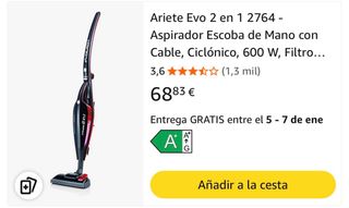 Aspiradora Ariete Evo 2 en 1