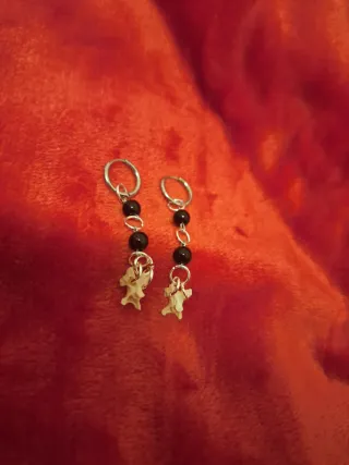 Pendientes Artesanales Hueso Negro Blanco