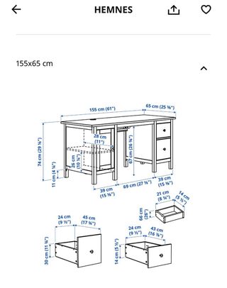 Escritorio Ikea Hemnes Madera y Blanco